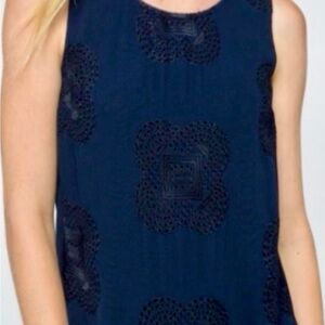 Navy Blue Embroidered Top - NWT